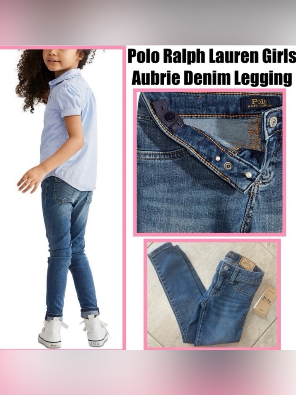 Polo Ralph Lauren Girls Aubrie Denim Legging